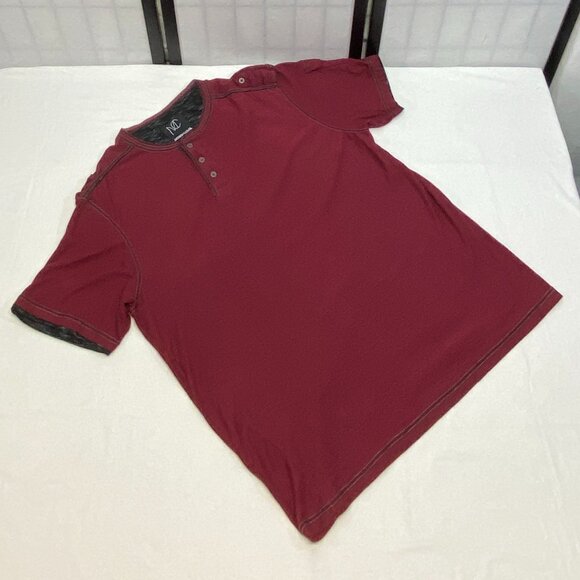 Modern Culture Burgundy Grey Marled 3 Button Short Tab Sleeve Henley Shirt 3XB - Picture 8 of 13